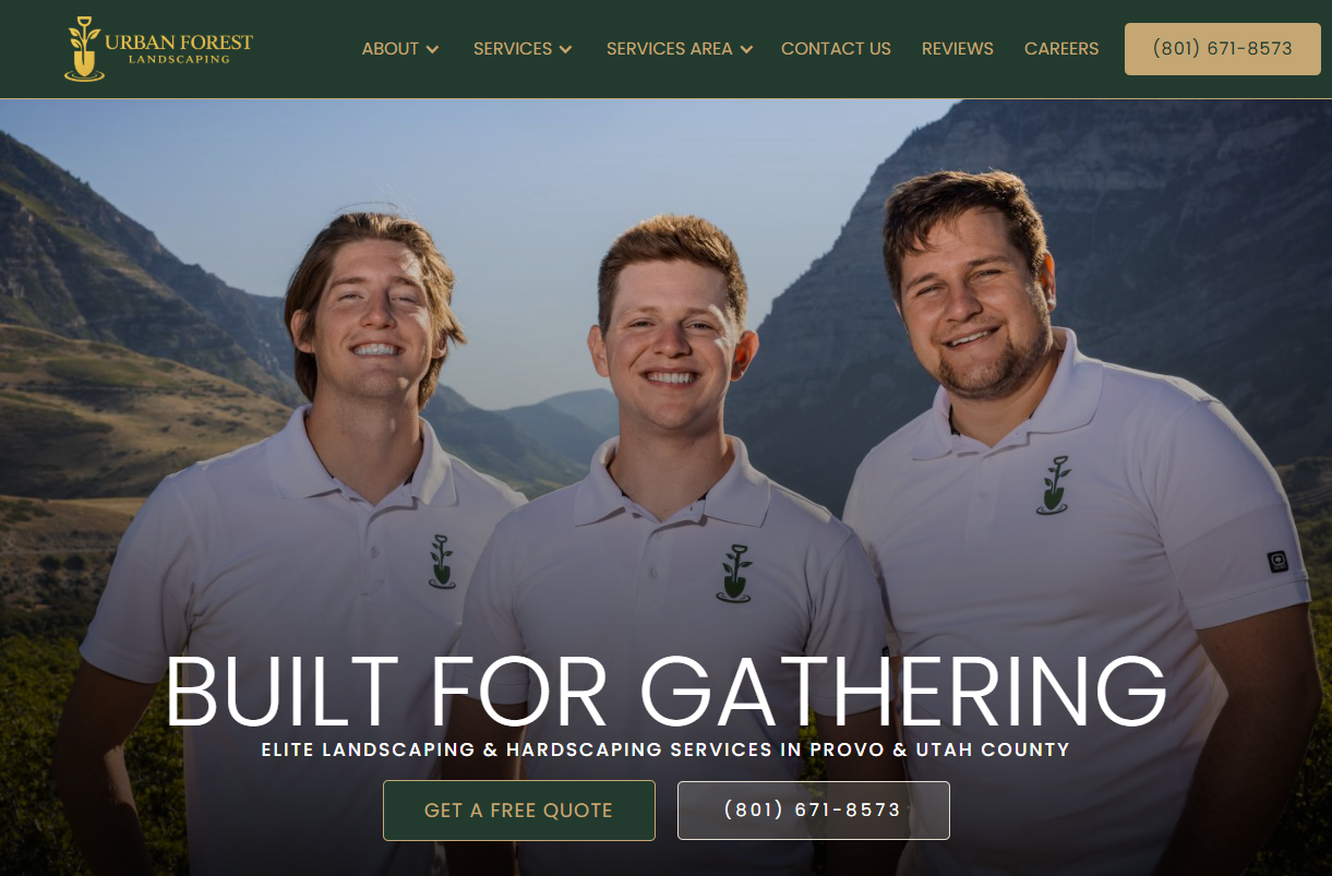 Urban Forest Landscaping website, designed and built by Yard Care Marketing